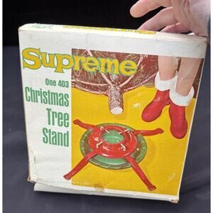 Vintage 1960’s SUPREME Steel Christmas Tree Stand USA Mint In Box W/ Packaging